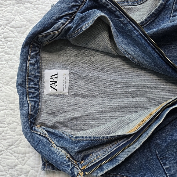 Zara Mini Zippered Sleeveless Denim Dress - Picture 10 of 15